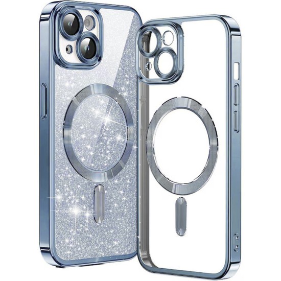 Husa pentru iPhone 15 Plus - Techsuit Luxury Glitter MagSafe - Light Blue