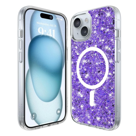 Husa pentru iPhone 15 Plus - Techsuit Sparkly Glitter MagSafe - Purple Husa pentru iPhone 15 Plus - Techsuit Sparkly Glitter MagSafe - Purple