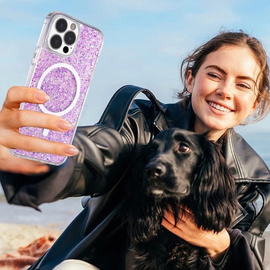 Husa pentru iPhone 15 Plus - Techsuit Sparkly Glitter MagSafe - Purple Husa pentru iPhone 15 Plus - Techsuit Sparkly Glitter MagSafe - Purple