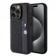 Husa pentru iPhone 15 Pro - BMW Hardcase Perforated Tricolor Line (BMHCP15L23PUPVK) - Black