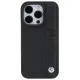 Husa pentru iPhone 15 Pro - BMW Natural Leather Textured & Stripe (BMHCP15L22RDPK) - Black