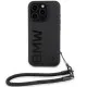 Husa pentru iPhone 15 Pro - BMW Signature Leather Wordmark Cord (BMHCP15L23RMRLK) - Black