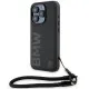 Husa pentru iPhone 15 Pro - BMW Signature Leather Wordmark Cord (BMHCP15L23RMRLK) - Black