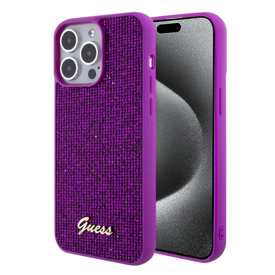 Husa pentru iPhone 15 Pro - Disco Metal Script (GUHCP15LPMSDGSF) - Fuchsia