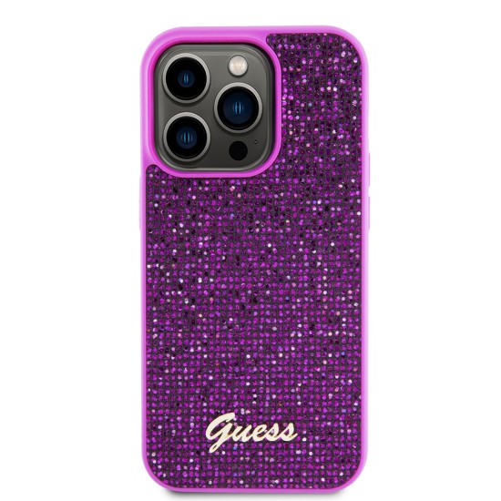 Husa pentru iPhone 15 Pro - Disco Metal Script (GUHCP15LPMSDGSF) - Fuchsia