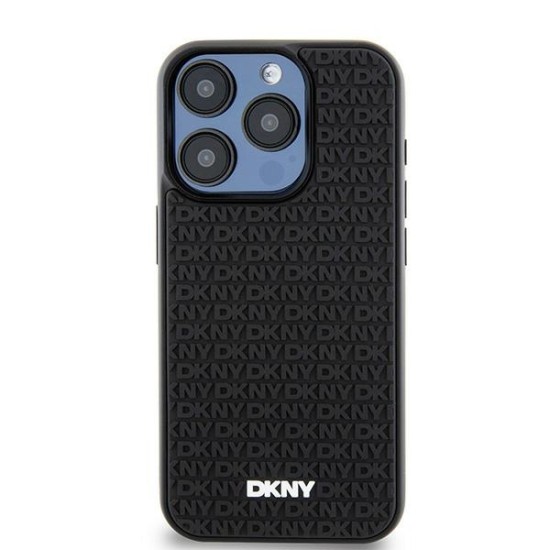 Husa pentru iPhone 15 Pro - DKNY Hardcase 3D Rubber Repeat Pattern (DKHCP15L3DRPWK) - Black