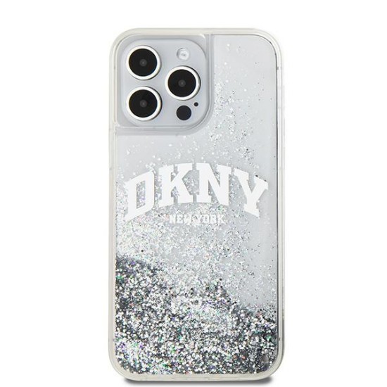 Husa pentru iPhone 15 Pro - DKNY Hardcase Liquid Glitter Big Logo (DKHCP15LLBNAET) - White