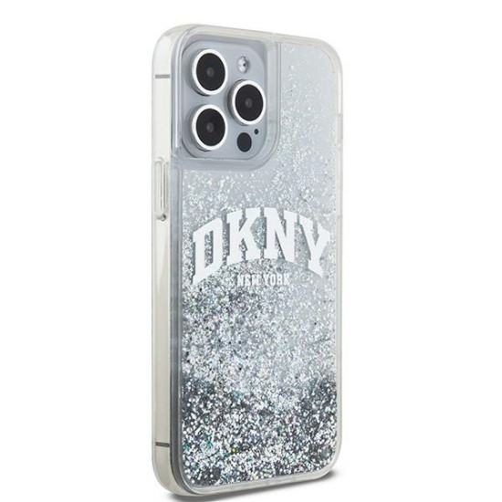 Husa pentru iPhone 15 Pro - DKNY Hardcase Liquid Glitter Big Logo (DKHCP15LLBNAET) - White