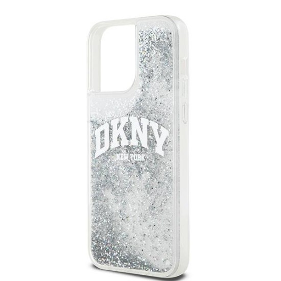 Husa pentru iPhone 15 Pro - DKNY Hardcase Liquid Glitter Big Logo (DKHCP15LLBNAET) - White