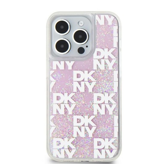 Husa pentru iPhone 15 Pro - DKNY Hardcase Liquid Glitter Multilogo (DKHCP15LLCPEPP) - Pink