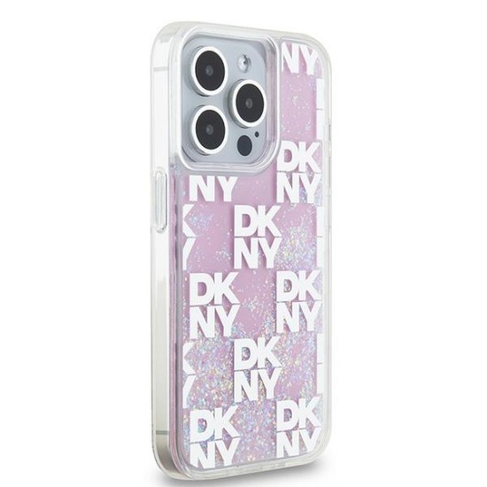 Husa pentru iPhone 15 Pro - DKNY Hardcase Liquid Glitter Multilogo (DKHCP15LLCPEPP) - Pink