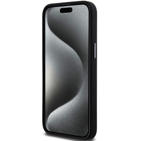 Husa pentru iPhone 15 Pro - DKNY Hardcase Liquid Silicone Metal Logo (DKHCP15LSMCBSK) - Black