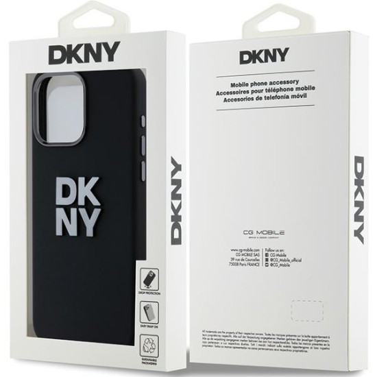 Husa pentru iPhone 15 Pro - DKNY Hardcase Liquid Silicone Metal Logo (DKHCP15LSMCBSK) - Black