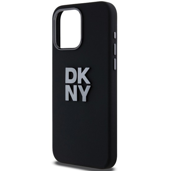 Husa pentru iPhone 15 Pro - DKNY Hardcase Liquid Silicone Metal Logo (DKHCP15LSMCBSK) - Black