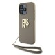 Husa pentru iPhone 15 Pro - DKNY Hardcase Wrist Strap Stock Logo (DKHCP15LPBSWSE) - Beige