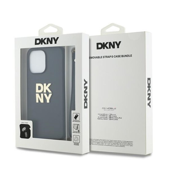 Husa pentru iPhone 15 Pro - DKNY Hardcase Wrist Strap Stock Logo (DKHCP15LPBSWSK) - Black