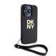 Husa pentru iPhone 15 Pro - DKNY Hardcase Wrist Strap Stock Logo (DKHCP15LPBSWSK) - Black