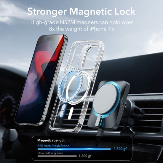 Husa pentru iPhone 15 Pro - ESR Classic Hybrid HaloLock Kickstand - Clear