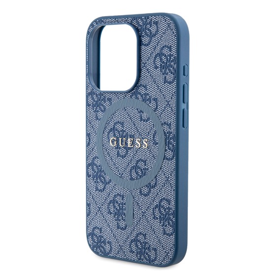 Husa pentru iPhone 15 Pro - Guess 4G Collection Leather MagSafe (GUHMP15LG4GFRB) - Blue