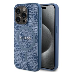 Husa pentru iPhone 15 Pro - Guess 4G Collection Leather MagSafe (GUHMP15LG4GFRB) - Blue Husa pentru iPhone 15 Pro - Guess 4G Collection Leather MagSafe (GUHMP15LG4GFRB) - Blue