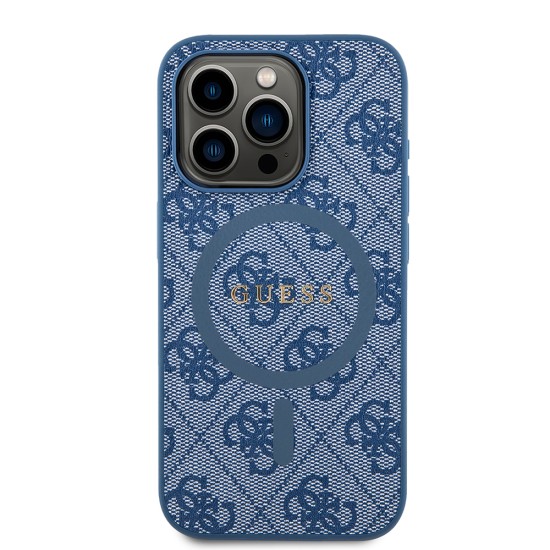 Husa pentru iPhone 15 Pro - Guess 4G Collection Leather MagSafe (GUHMP15LG4GFRB) - Blue