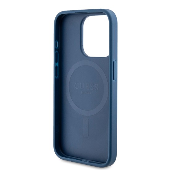 Husa pentru iPhone 15 Pro - Guess 4G Collection Leather MagSafe (GUHMP15LG4GFRB) - Blue