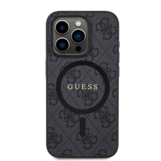 Husa pentru iPhone 15 Pro - Guess 4G Collection Leather MagSafe (GUHMP15LG4GFRK) - Black