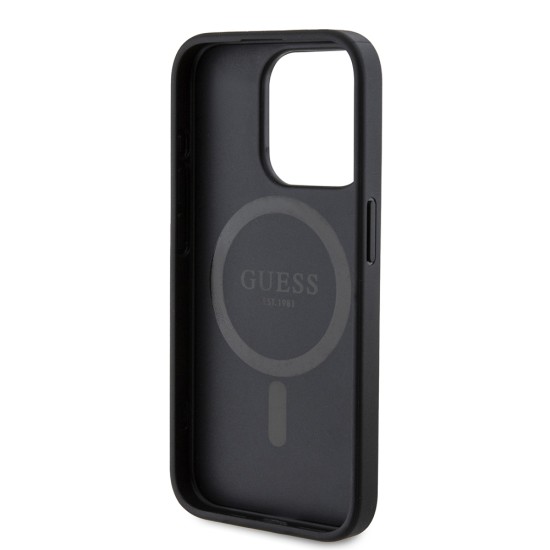 Husa pentru iPhone 15 Pro - Guess 4G Collection Leather MagSafe (GUHMP15LG4GFRK) - Black