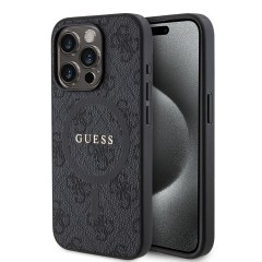 Husa pentru iPhone 15 Pro - Guess 4G Collection Leather MagSafe (GUHMP15LG4GFRK) - Black Husa pentru iPhone 15 Pro - Guess 4G Collection Leather MagSafe (GUHMP15LG4GFRK) - Black
