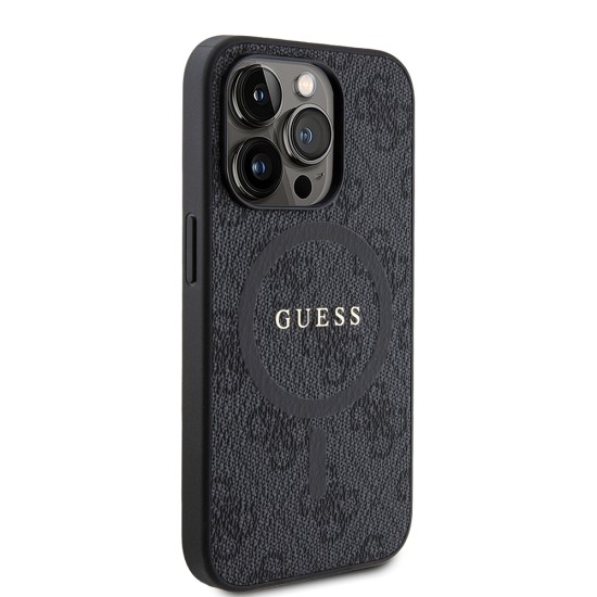 Husa pentru iPhone 15 Pro - Guess 4G Collection Leather MagSafe (GUHMP15LG4GFRK) - Black