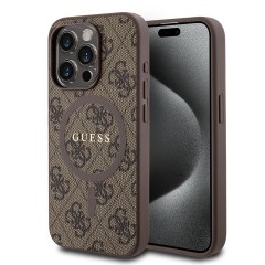 Husa pentru iPhone 15 Pro - Guess 4G Collection Leather MagSafe (GUHMP15LG4GFRW) - Brown Husa pentru iPhone 15 Pro - Guess 4G Collection Leather MagSafe (GUHMP15LG4GFRW) - Brown