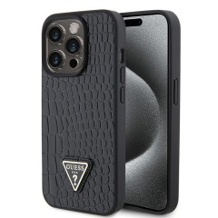 Husa pentru iPhone 15 Pro - Guess Croco Triangle Metal Logo (GUHCP15LPCRTHCK) - Black Husa pentru iPhone 15 Pro - Guess Croco Triangle Metal Logo (GUHCP15LPCRTHCK) - Black