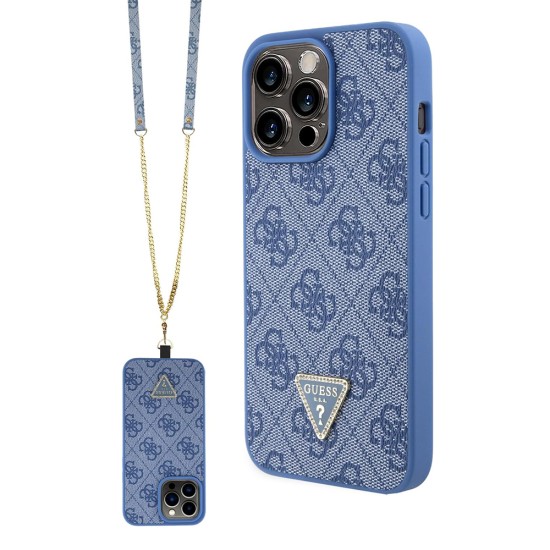 Husa pentru iPhone 15 Pro - Guess Crossbody 4G Metal Logo (GUHCP15LP4TDSCPB) - Blue