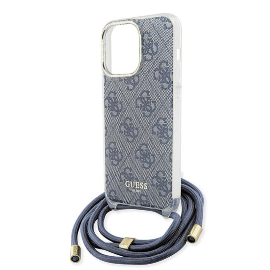 Husa pentru iPhone 15 Pro - Guess Crossbody Cord 4G Print (GUHCP15LHC4SEB) - Blue