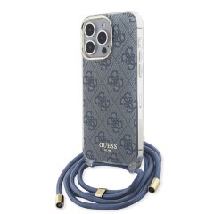 Husa pentru iPhone 15 Pro - Guess Crossbody Cord 4G Print (GUHCP15LHC4SEB) - Blue Husa pentru iPhone 15 Pro - Guess Crossbody Cord 4G Print (GUHCP15LHC4SEB) - Blue