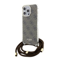 Husa pentru iPhone 15 Pro - Guess Crossbody Cord 4G Print (GUHCP15LHC4SEW) - Brown Husa pentru iPhone 15 Pro - Guess Crossbody Cord 4G Print (GUHCP15LHC4SEW) - Brown