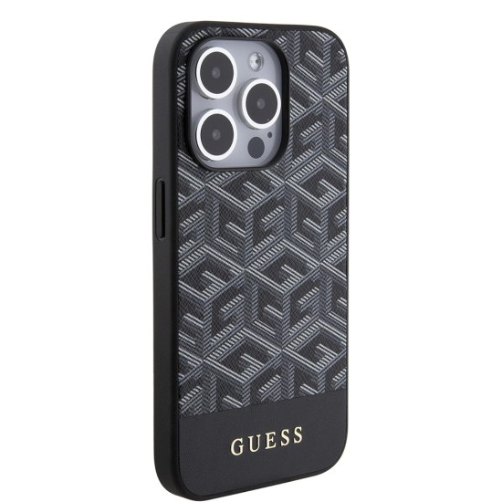 Husa pentru iPhone 15 Pro - Guess GCube Stripes MagSafe (GUHMP15LHGCFSEK) - Black