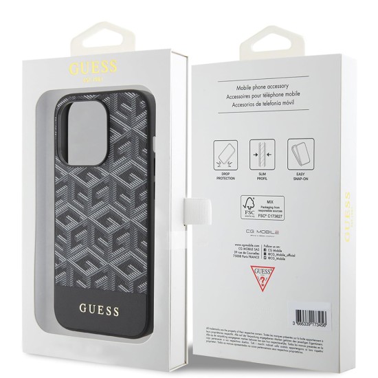 Husa pentru iPhone 15 Pro - Guess GCube Stripes MagSafe (GUHMP15LHGCFSEK) - Black