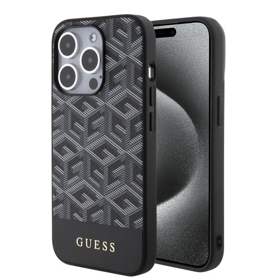 Husa pentru iPhone 15 Pro - Guess GCube Stripes MagSafe (GUHMP15LHGCFSEK) - Black