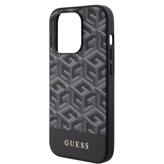 Husa pentru iPhone 15 Pro - Guess GCube Stripes MagSafe (GUHMP15LHGCFSEK) - Black