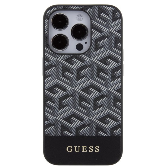 Husa pentru iPhone 15 Pro - Guess GCube Stripes MagSafe (GUHMP15LHGCFSEK) - Black