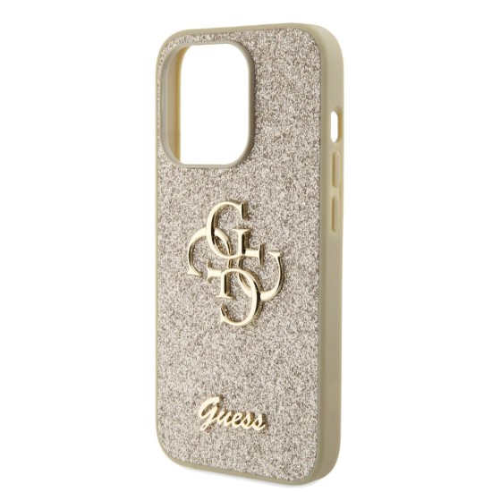 Husa pentru iPhone 15 Pro - Guess Glitter Script Big 4G (GUHCP15LHG4SGD) - Gold