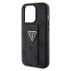 Husa pentru iPhone 15 Pro - Guess Grip Stand 4G Triangle Strass (GUHCP15LPGS4TDK) - Black