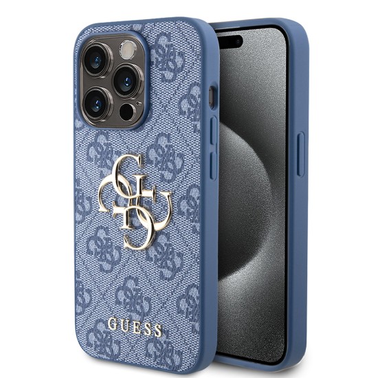 Husa pentru iPhone 15 Pro - Guess Hardcase 4G Big Metal Logo - Blue, GUHCP15L4GMGBL