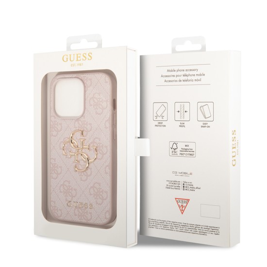 Husa pentru iPhone 15 Pro - Guess Hardcase 4G Big Metal Logo (GUHCP15L4GMGPI) - Pink