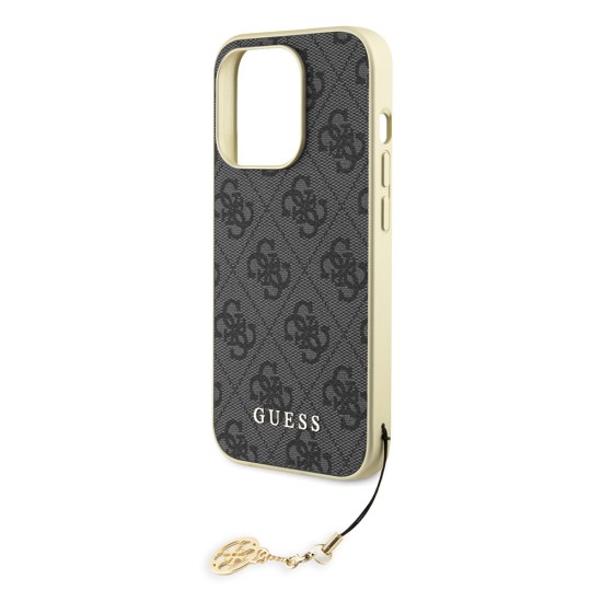 Husa pentru iPhone 15 Pro - Guess Hardcase 4G Charms Collection (GUHCP15LGF4GGR) - Grey