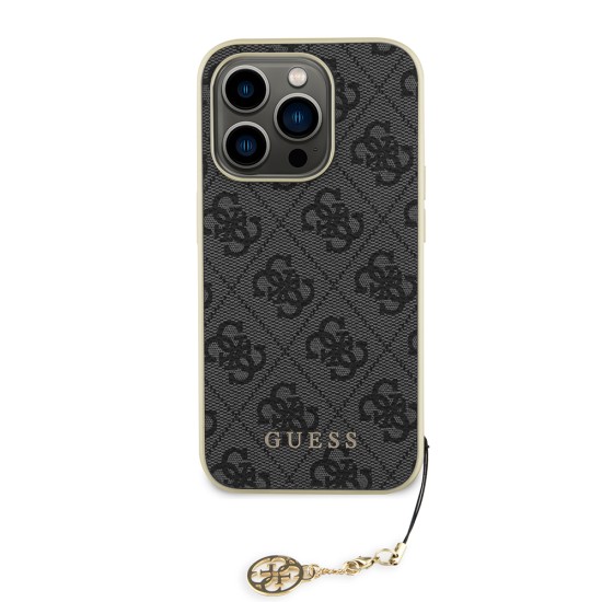 Husa pentru iPhone 15 Pro - Guess Hardcase 4G Charms Collection (GUHCP15LGF4GGR) - Grey