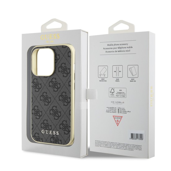 Husa pentru iPhone 15 Pro - Guess Hardcase 4G Charms Collection (GUHCP15LGF4GGR) - Grey