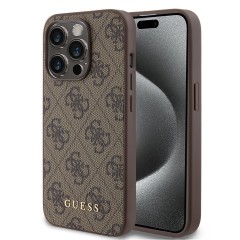 Husa pentru iPhone 15 Pro - Guess Hardcase 4G Metal Gold Logo (GUHCP15LG4GFBR) - Brown Husa pentru iPhone 15 Pro - Guess Hardcase 4G Metal Gold Logo (GUHCP15LG4GFBR) - Brown