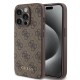 Husa pentru iPhone 15 Pro - Guess Hardcase 4G Metal Gold Logo (GUHCP15LG4GFBR) - Brown